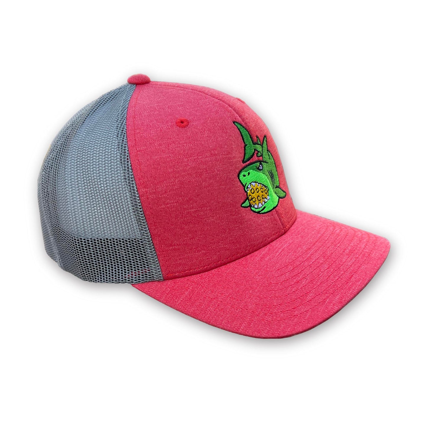 Pickle Shark Trucker Cap (unisex) / Red Heather and Gray