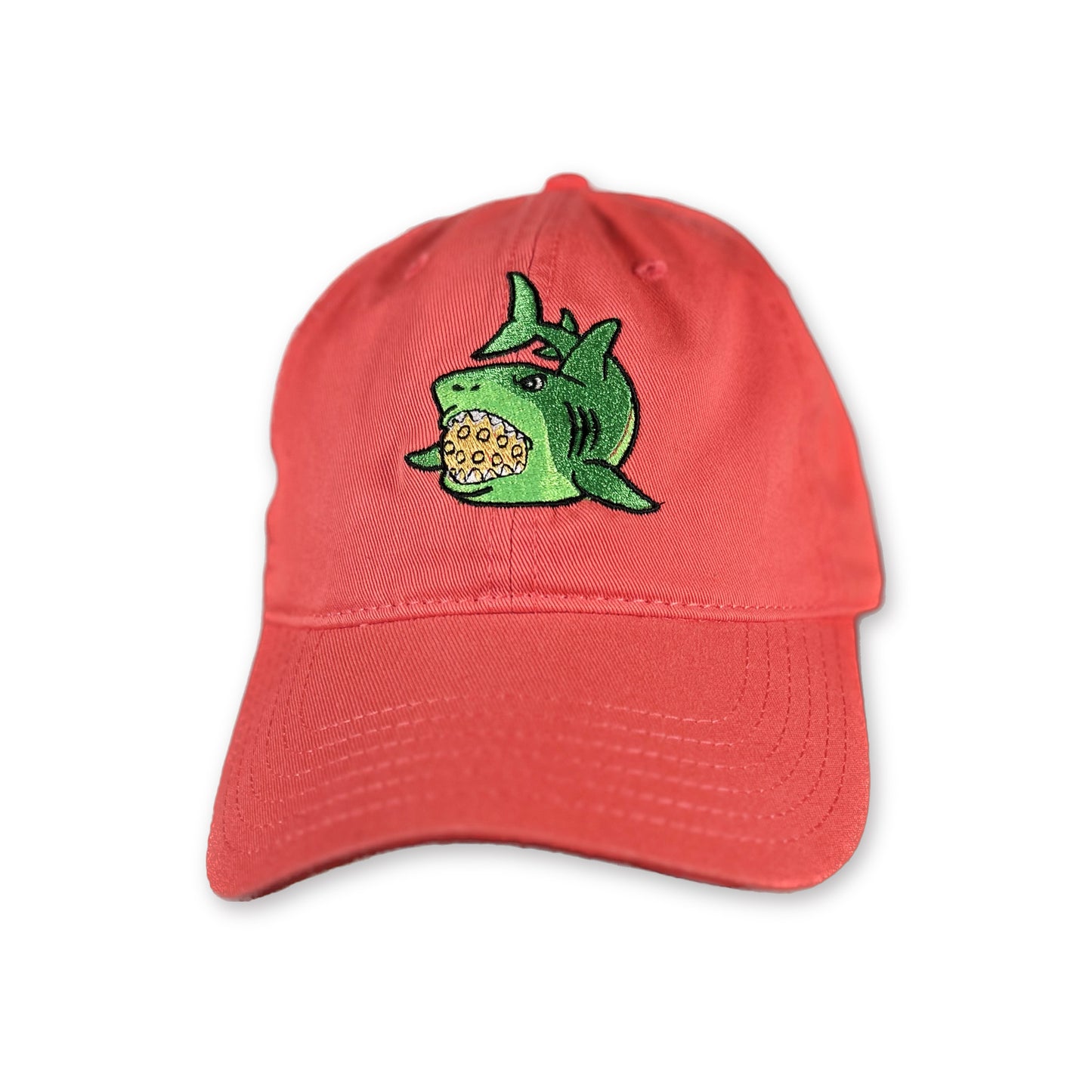 Pickle Shark 6 Panel Low Profile Dad Hat (unisex) / Coral